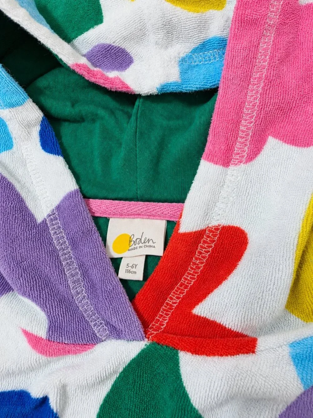 Boden Girls Floral Hooded Terry Swim Cover Up Multicolor Size 5-6Y